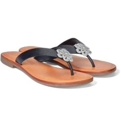 Aster Flower Thongs -Brighton Handbags Outlet Store aster flower thongs black 0