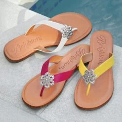 Aster Flower Thongs -Brighton Handbags Outlet Store aster flower thongs lemon 3