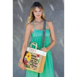 Be Kind East West Burlap Tote -Brighton Handbags Outlet Store be kind east west burlap tote multi 4