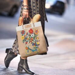 Bicycle Fun Burlap Tote -Brighton Handbags Outlet Store bicycle fun burlap tote multi 3 984cc9a6 bcc5 4c38 9000 d67e9b6ca13b