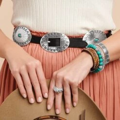 Blackbird Concho Belt -Brighton Handbags Outlet Store blackbird concho belt black turquoise 4