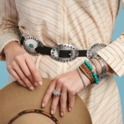 Blackbird Concho Belt -Brighton Handbags Outlet Store blackbird concho belt black turquoise 6