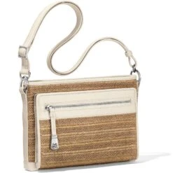 Brooklyn Straw Cross Body Organizer -Brighton Handbags Outlet Store brooklyn straw cross body organizer wheat white 1