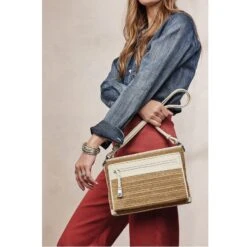 Brooklyn Straw Cross Body Organizer -Brighton Handbags Outlet Store brooklyn straw cross body organizer wheat white 5