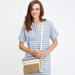 Brooklyn Straw Cross Body Organizer -Brighton Handbags Outlet Store brooklyn straw cross body organizer wheat white 6