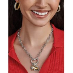 Mabel Heart Charm Holder Necklace -Brighton Handbags Outlet Store mabel heart charm holder necklace silver 2