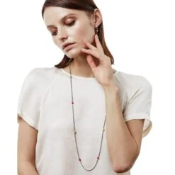 Meridian Red Two Tone Long Necklace -Brighton Handbags Outlet Store meridian red two tone long necklace gold red 3