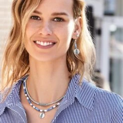 Mingle Shores Beaded Sphere Necklace -Brighton Handbags Outlet Store mingle shores beaded sphere necklace silver blue 3